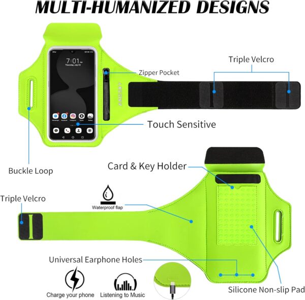 Water Resistant Running Armband with Earphone Bag - Image 6