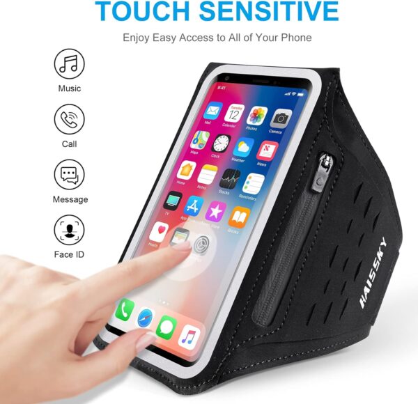 Water Resistant Running Armband with Earphone Bag & Zipper Slot - Image 6