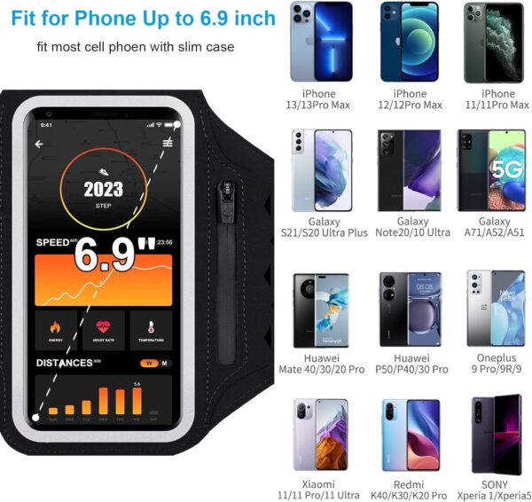 Water Resistant Running Armband with Earphone Bag & Zipper Slot - Image 4