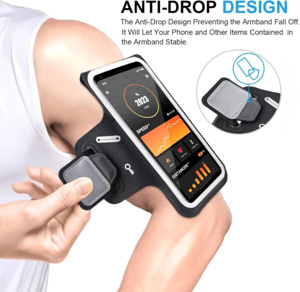 Water Resistant Running Armband with Earphone Bag & Zipper Slot - Image 3