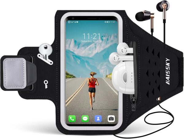 Water Resistant Running Armband with Earphone Bag & Zipper Slot