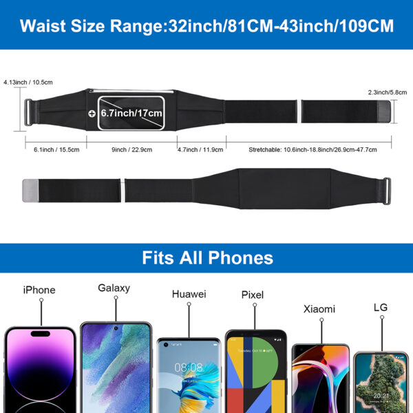 3-Pocket Sports Belt | Waterproof & Touchscreen | Nylon-Spandex Breathable | Running Cycling Fitness - Image 4