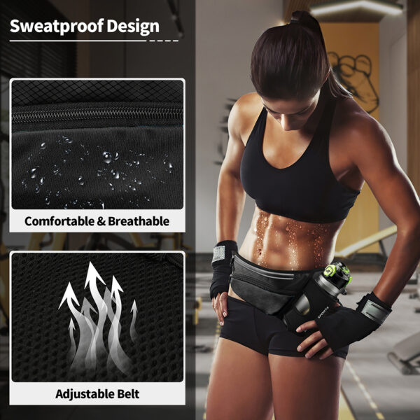Hydration Running Waist Pack | 2-Zone Storage | Sweatproof & Reflective | Jogging Climbing Dog Walking - Image 4