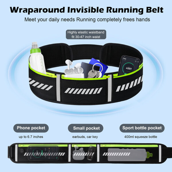 Three pocket running waist pack with water bottle holder - Image 8
