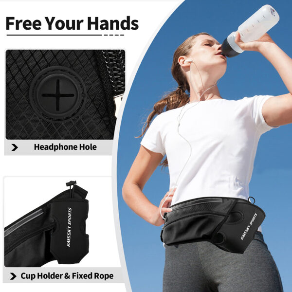 Hydration Running Waist Pack | 2-Zone Storage | Sweatproof & Reflective | Jogging Climbing Dog Walking - Image 3