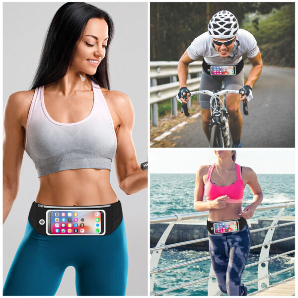 3-Pocket Sports Belt | Waterproof & Touchscreen | Nylon-Spandex Breathable | Running Cycling Fitness - Image 5