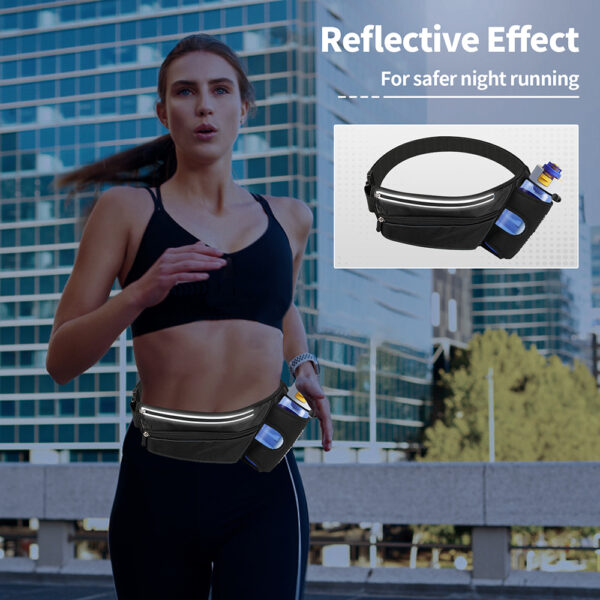 Hydration Running Waist Pack | 2-Zone Storage | Sweatproof & Reflective | Jogging Climbing Dog Walking - Image 5