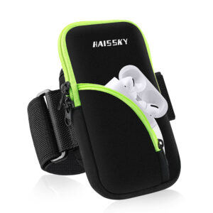 Haissky Dual-Pocket Sports Arm Bag (7.2-inch Large Capacity) | Separate Compartment for Keys and Earphones | Anti-Slip and Breathable Design | Suitable for Running, Walking, and Commuting