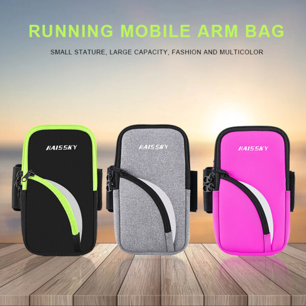 Haissky Dual-Pocket Sports Arm Bag (7.2-inch Large Capacity) | Separate Compartment for Keys and Earphones | Anti-Slip and Breathable Design | Suitable for Running, Walking, and Commuting - Image 2