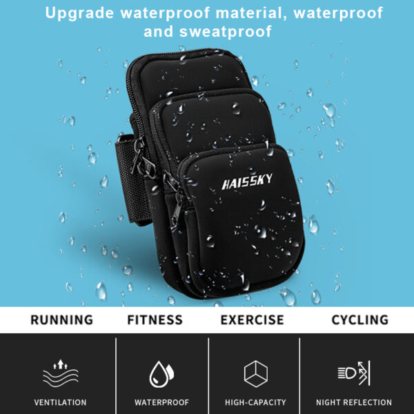 Anti-Theft 3-Pocket Armband | Hands-Free Carry | Phone/Wallet/Keys Storage | Adjustable Non-Slip Strap - Image 7