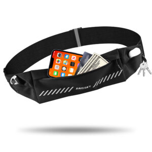 Running Waist Belt | Waterproof Phone/Keys Storage | Reflective Night Safety | Adjustable Hook-Loop | Anti-Slip Fit