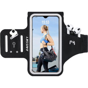 6.7" Running Armband | Separate Key/Earbud Pockets | 360° Reflective | Fits 23-46cm Arms | Wired Headphone Port