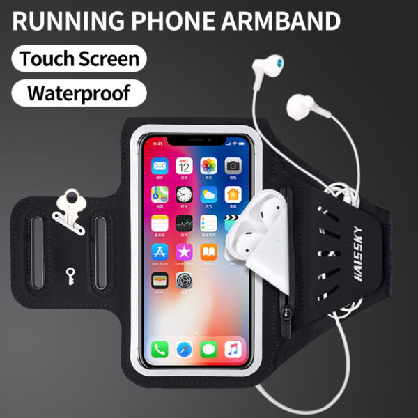 Premium Sports Armband | Waterproof | Earphone/Key Storage | Touchscreen & Reflective | Running Cycling Gym - Image 6
