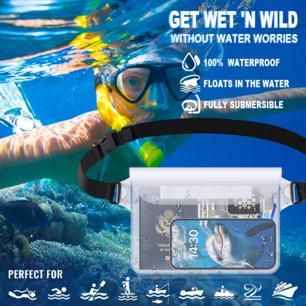 IPX8 Waterproof Waist Pack | 100% Submersible | Buckle Quick-Release | Swimming Cycling | 6.9" Phone Case - Image 4