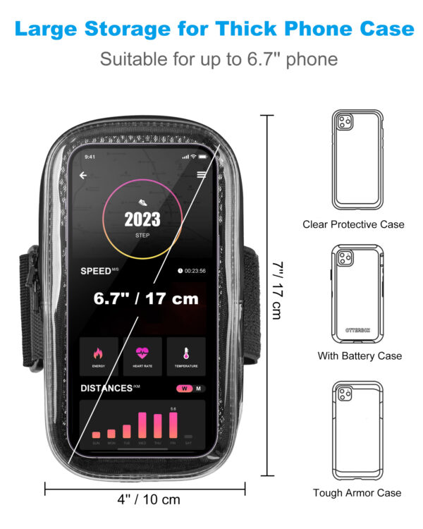 360° Visible Armband | Clear Touch Window | Waterproof & Breathable | Adjustable Strap | Running Cycling Gym - Image 7