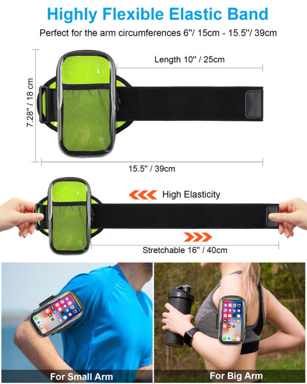 360° Visible Armband | Clear Touch Window | Waterproof & Breathable | Adjustable Strap | Running Cycling Gym - Image 3