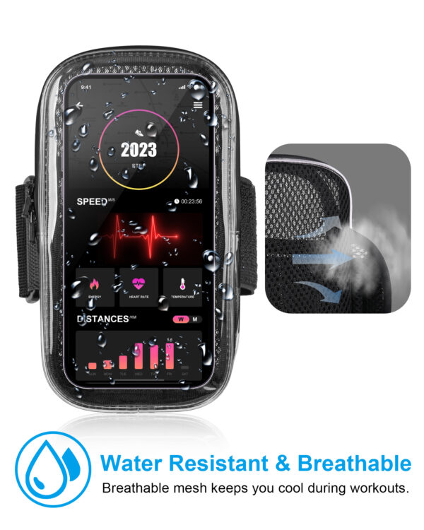 360° Visible Armband | Clear Touch Window | Waterproof & Breathable | Adjustable Strap | Running Cycling Gym - Image 4