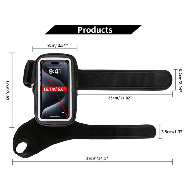 Cycling Wrist Phone Pack | Fits 6.6" Phones | Adjustable Strap | Printed Reflective | Night Riding Safety - Image 3