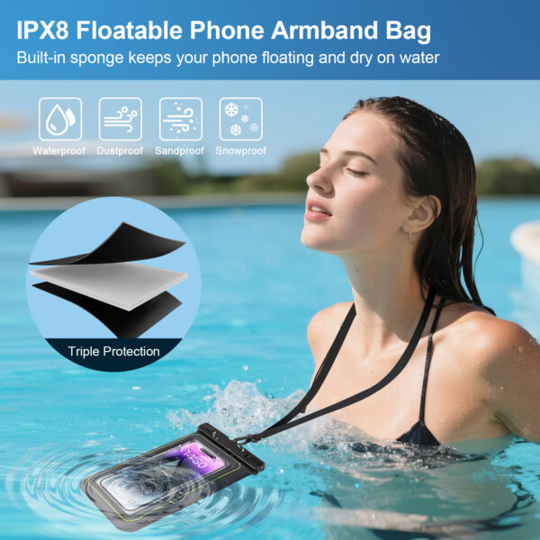 Samurai Black Floating Pouch | IPX8 30m Waterproof | Touchscreen & Camera | Swimming Diving Surfing - Image 5