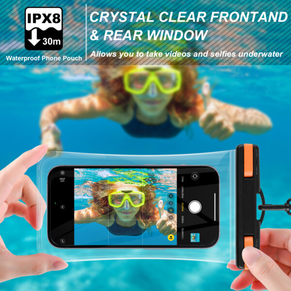 IPX8 Waterproof Phone Pouch | Fits 6.9" Phones | Neck/Crossbody Wear | Rainproof for Cycling Commute | Multi-Color - Image 3