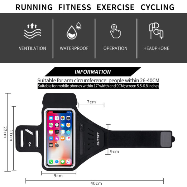 Premium Sports Armband | Waterproof | Earphone/Key Storage | Touchscreen & Reflective | Running Cycling Gym - Image 9