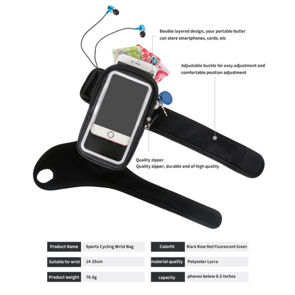 Cycling Wrist Phone Pack | Fits 6.6" Phones | Adjustable Strap | Printed Reflective | Night Riding Safety - Image 4