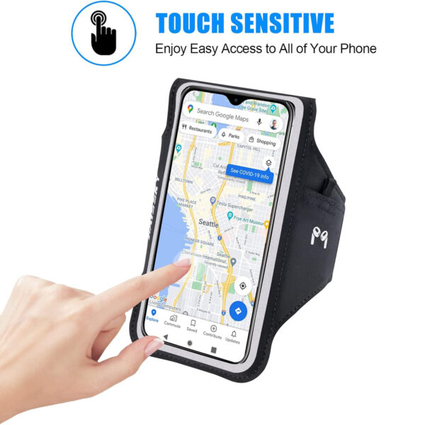 6.7" Running Armband | Separate Key/Earbud Pockets | 360° Reflective | Fits 23-46cm Arms | Wired Headphone Port - Image 4