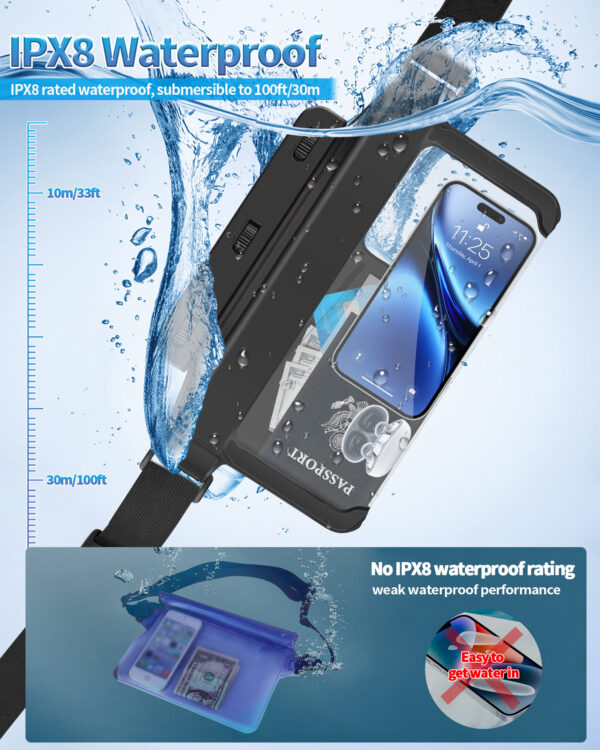 IPX8 Waterproof Waist Pack | Dive-Grade Sealing | HD Touchscreen | Multi-Color | Adjustable Strap - Image 4