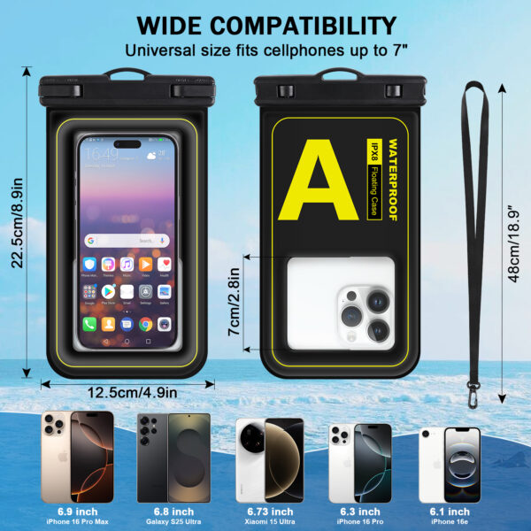 Samurai Black Floating Pouch | IPX8 30m Waterproof | Touchscreen & Camera | Swimming Diving Surfing - Image 7