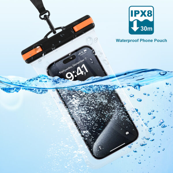 IPX8 Waterproof Phone Pouch | Fits 6.9" Phones | Neck/Crossbody Wear | Rainproof for Cycling Commute | Multi-Color - Image 2