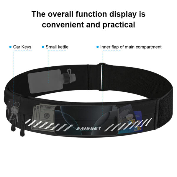 Dual-Pocket Running Belt | Macaron Colors | Sweatproof & Reflective | Marathon Cycling Fitness Walking | Phone + Essentials Storage - Image 2