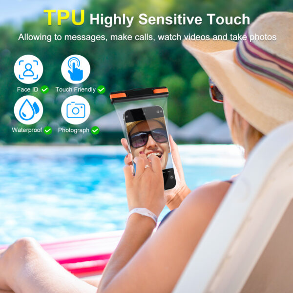 IPX8 Waterproof Phone Pouch | Fits 6.9" Phones | Neck/Crossbody Wear | Rainproof for Cycling Commute | Multi-Color - Image 4