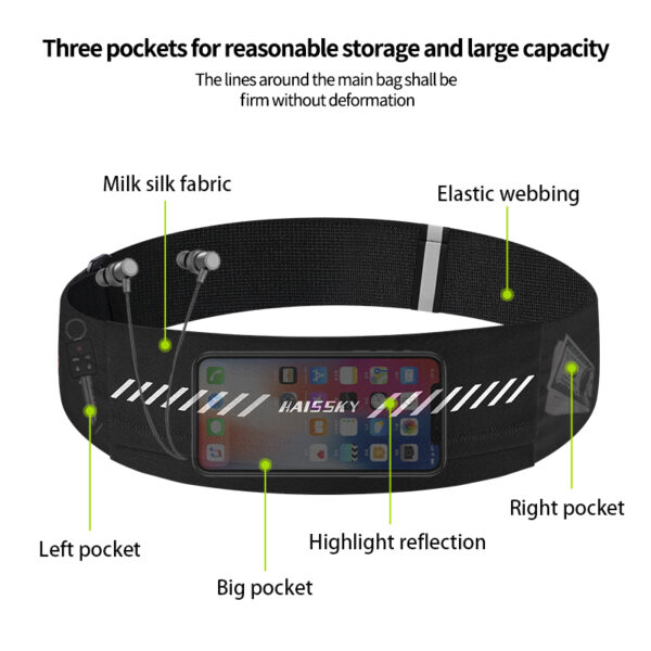 Sweatproof Waist Pack | Waterproof PU Lining | Fits All Phones | 3-Zone Storage | Breathable Hook-Loop - Image 5