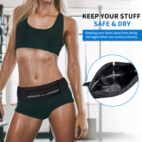 Running Waist Belt | Waterproof Phone/Keys Storage | Reflective Night Safety | Adjustable Hook-Loop | Anti-Slip Fit - Image 3