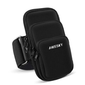 Anti-Theft 3-Pocket Armband | Hands-Free Carry | Phone/Wallet/Keys Storage | Adjustable Non-Slip Strap