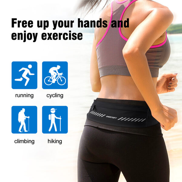 Running Waist Belt | Waterproof Phone/Keys Storage | Reflective Night Safety | Adjustable Hook-Loop | Anti-Slip Fit - Image 2