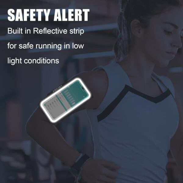 6.7" Running Armband | Separate Key/Earbud Pockets | 360° Reflective | Fits 23-46cm Arms | Wired Headphone Port - Image 6