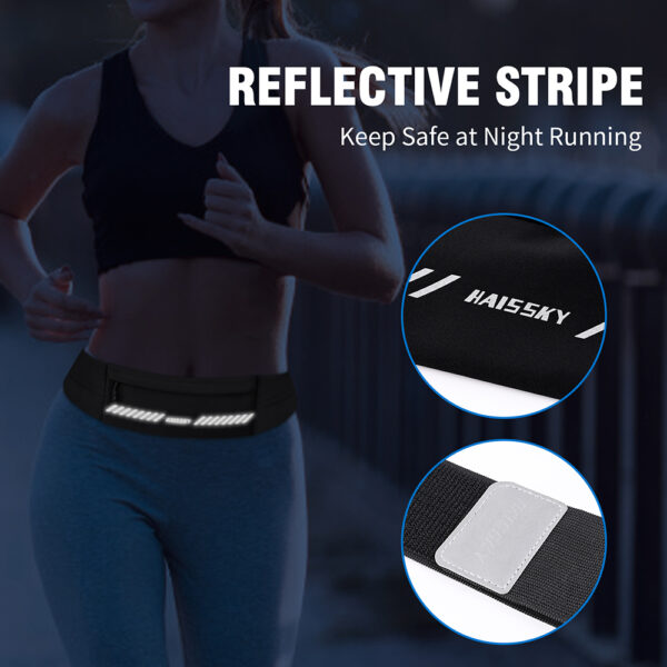 Running Waist Belt | Waterproof Phone/Keys Storage | Reflective Night Safety | Adjustable Hook-Loop | Anti-Slip Fit - Image 6