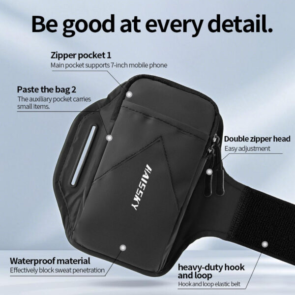 7" Universal Armband | Dual-Layer Storage | Laser Reflective | Cycling Running Commute - Image 6
