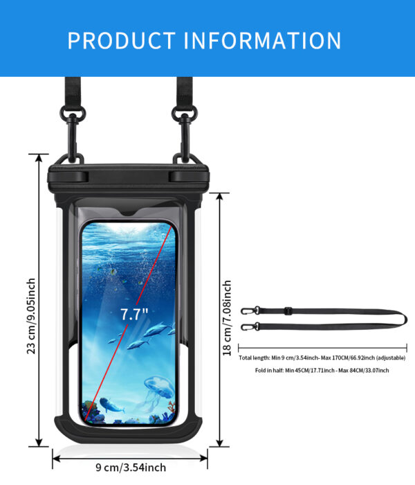 Haissky bubble waterproof bag IPX8 7.7-inch large screen double-sided touch screen anti-sinking floating swimming snorkeling mobile phone bag - Image 9