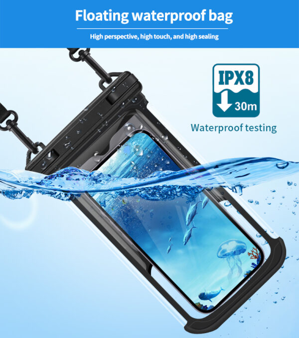 Haissky bubble waterproof bag IPX8 7.7-inch large screen double-sided touch screen anti-sinking floating swimming snorkeling mobile phone bag - Image 4