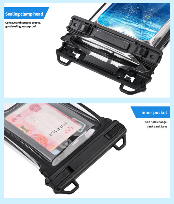 Haissky bubble waterproof bag IPX8 7.7-inch large screen double-sided touch screen anti-sinking floating swimming snorkeling mobile phone bag - Image 5