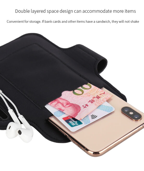Running Armband | Touchscreen & Sweatproof | Holds Cards/Cash/Phone | Wired Headphone Port | Splash Resistant - Image 8