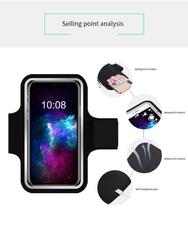 Running Armband | Touchscreen & Sweatproof | Holds Cards/Cash/Phone | Wired Headphone Port | Splash Resistant - Image 4