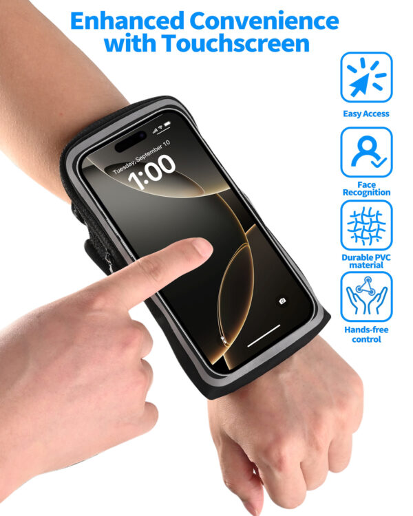 Armband & Wristband 2-in-1 | Touchscreen Friendly | Adjustable Strap | Sweatproof | Sports Phone Holder - Image 3