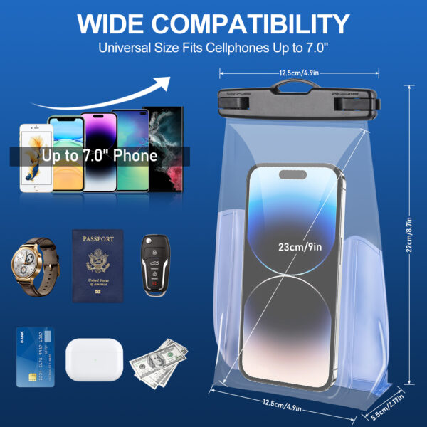 Haissky Wave Pattern Waterproof Bag (9-inch Capacity) | IPX8 All-Day Waterproof | Includes Phone, Keys, and Sunscreen - Image 8