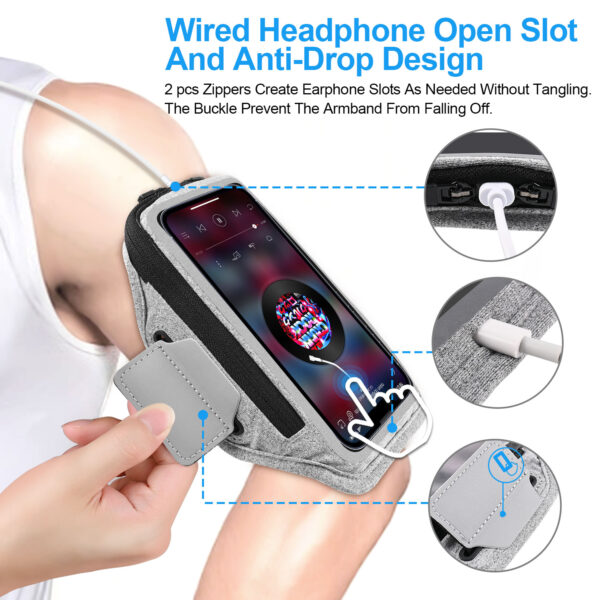Haissky 180° Opening Running Armband | 6.8-inch Phone Holder | Fully Reflective for Night Running Safety - Image 2