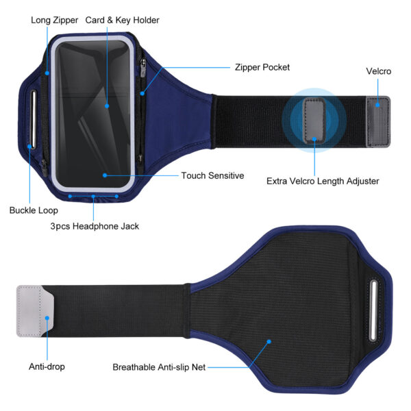 Haissky 180° Opening Running Armband | 6.8-inch Phone Holder | Fully Reflective for Night Running Safety - Image 4