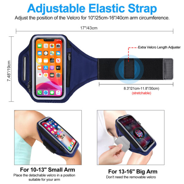 Haissky 180° Opening Running Armband | 6.8-inch Phone Holder | Fully Reflective for Night Running Safety - Image 3