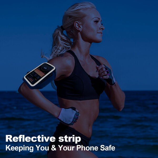 Haissky 180° Opening Running Armband | 6.8-inch Phone Holder | Fully Reflective for Night Running Safety - Image 6